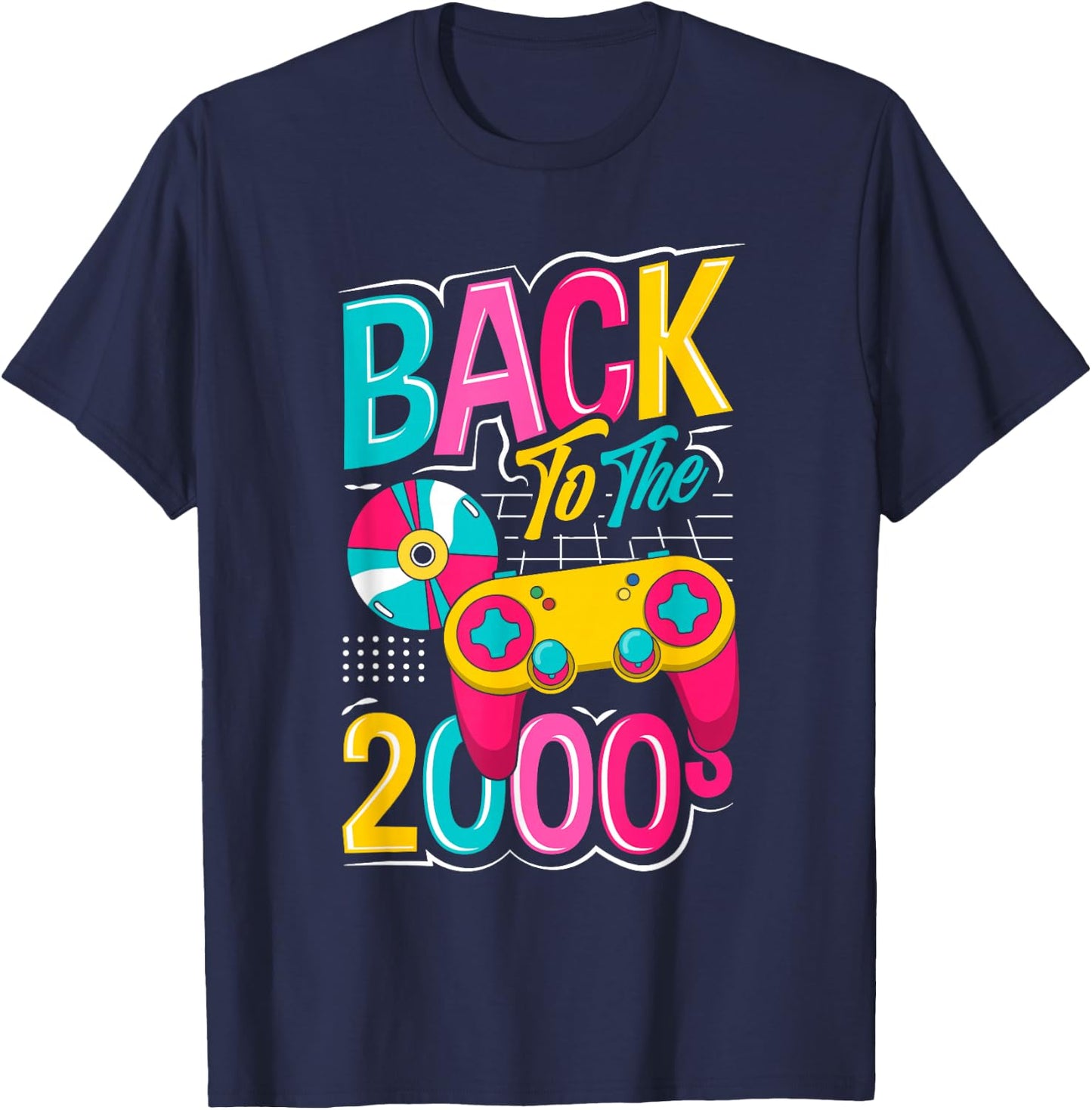 Back to the 2000s vintage two thousand retro 00s , Black, S T-Shirt - T-Shirt | Navy