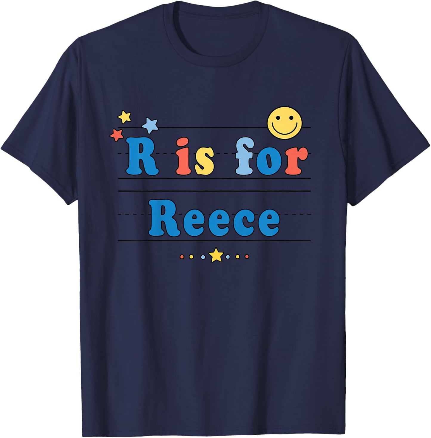 Kids Reece Name Shirt Alphabet R is for Reece T-Shirt - T-Shirt | Navy