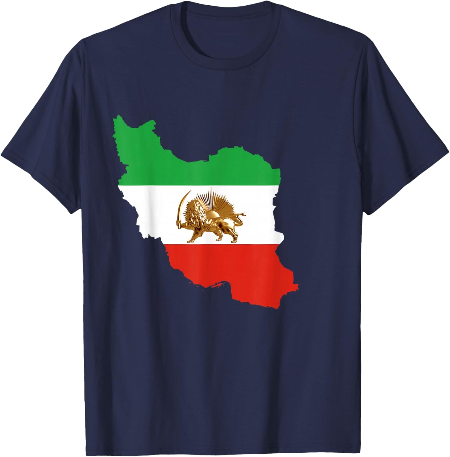 Iran Free Iran Iran Flag Lion Pahlavi Shah King , black T-Shirt - T-Shirt | Navy