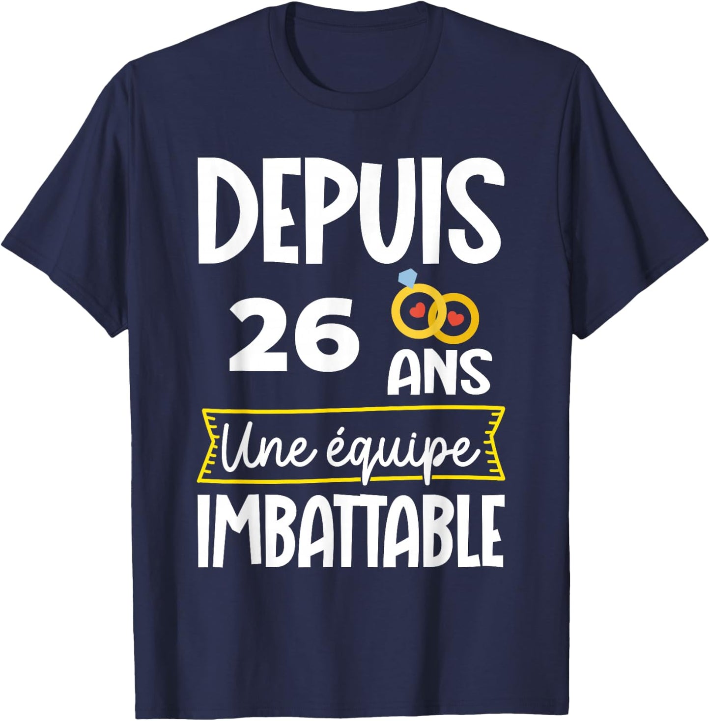 26th Wedding Anniversary 26th Wedding Anniversary for Couple , Black, S T-Shirt - T-Shirt | Navy