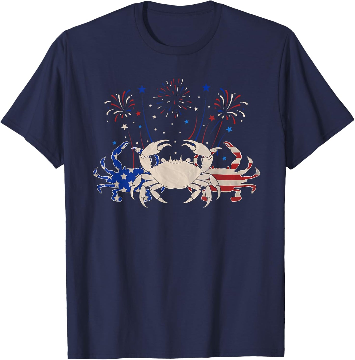 Three Crab 4th of July Patriotic American Flag T-Shirt - T-Shirt | Navy