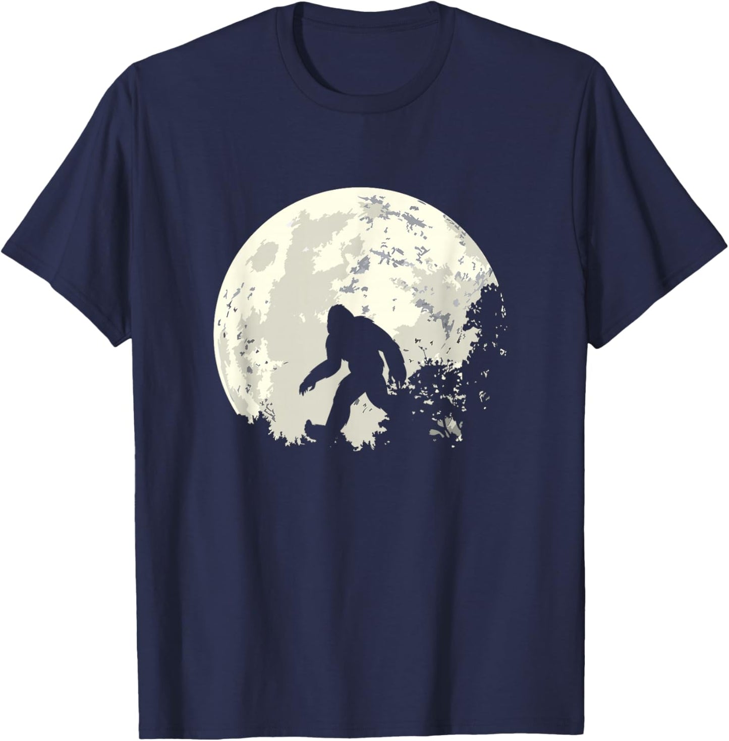 Bigfoot Moon Sasquatch T Shirt - I Believe in Bigfoot T-Shirt - T-Shirt | Navy