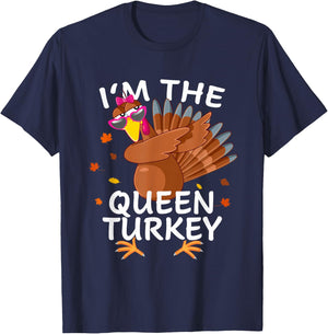 Queen Turkey Matching Outfit Thanksgiving Pajamas Family T-Shirt - T-Shirt | Navy