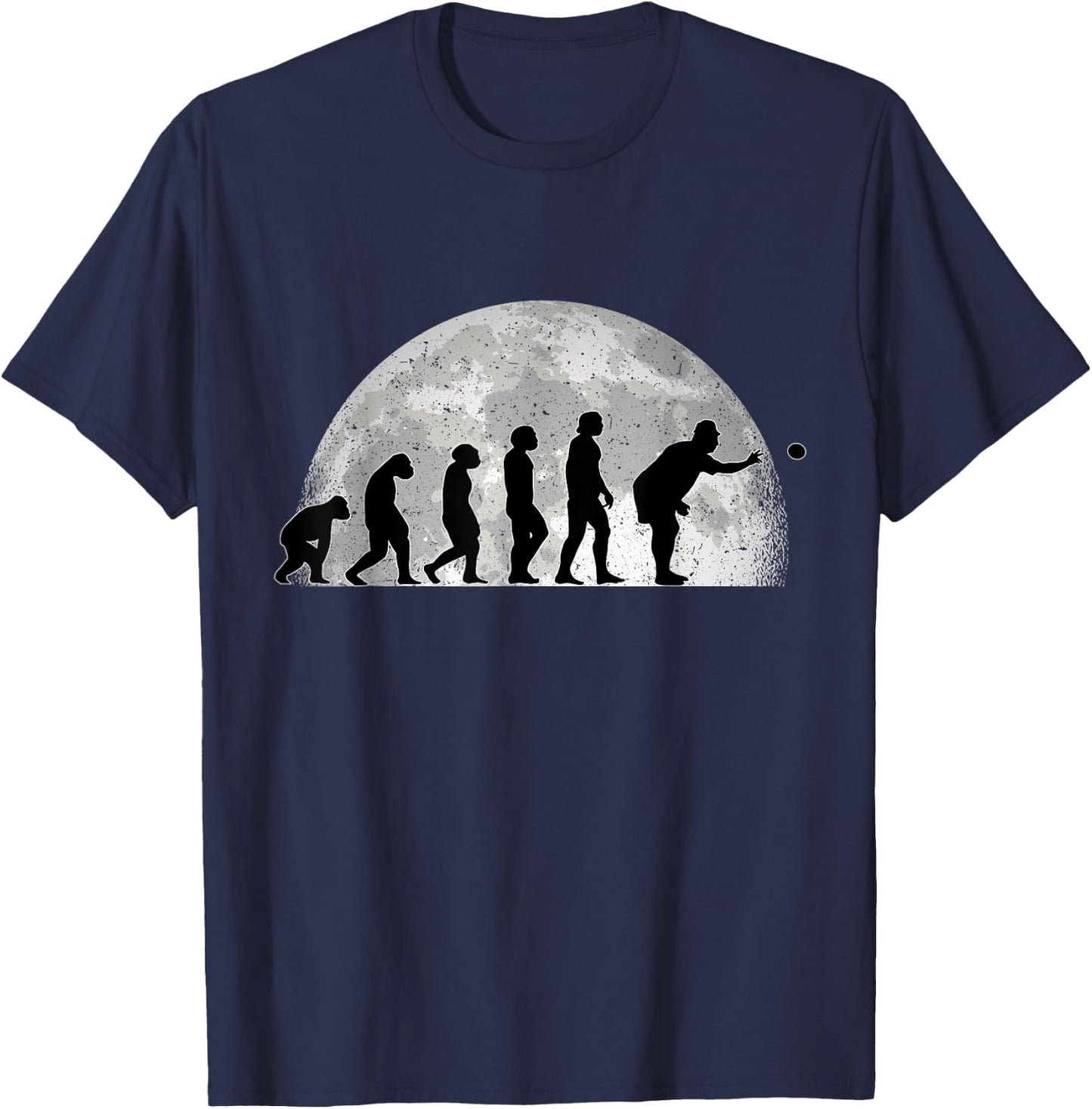 Bowling Evolution Moon Petanque Balls , Black, S T-Shirt - T-Shirt | Navy