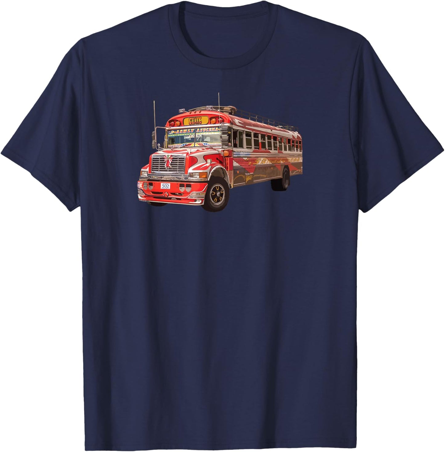 Chicken Bus Guatemala Quetzal Guate Tikal Maya Antigua 502 T-Shirt - T-Shirt | Navy