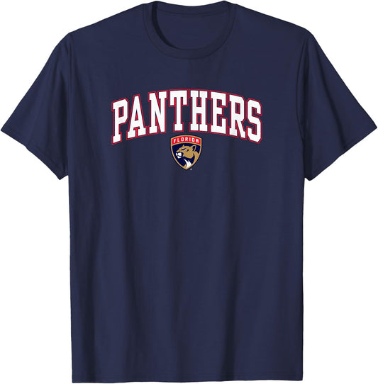 Florida Panthers Arch Over Dark Heather Officially Licensed T-Shirt - T-Shirt | Navy