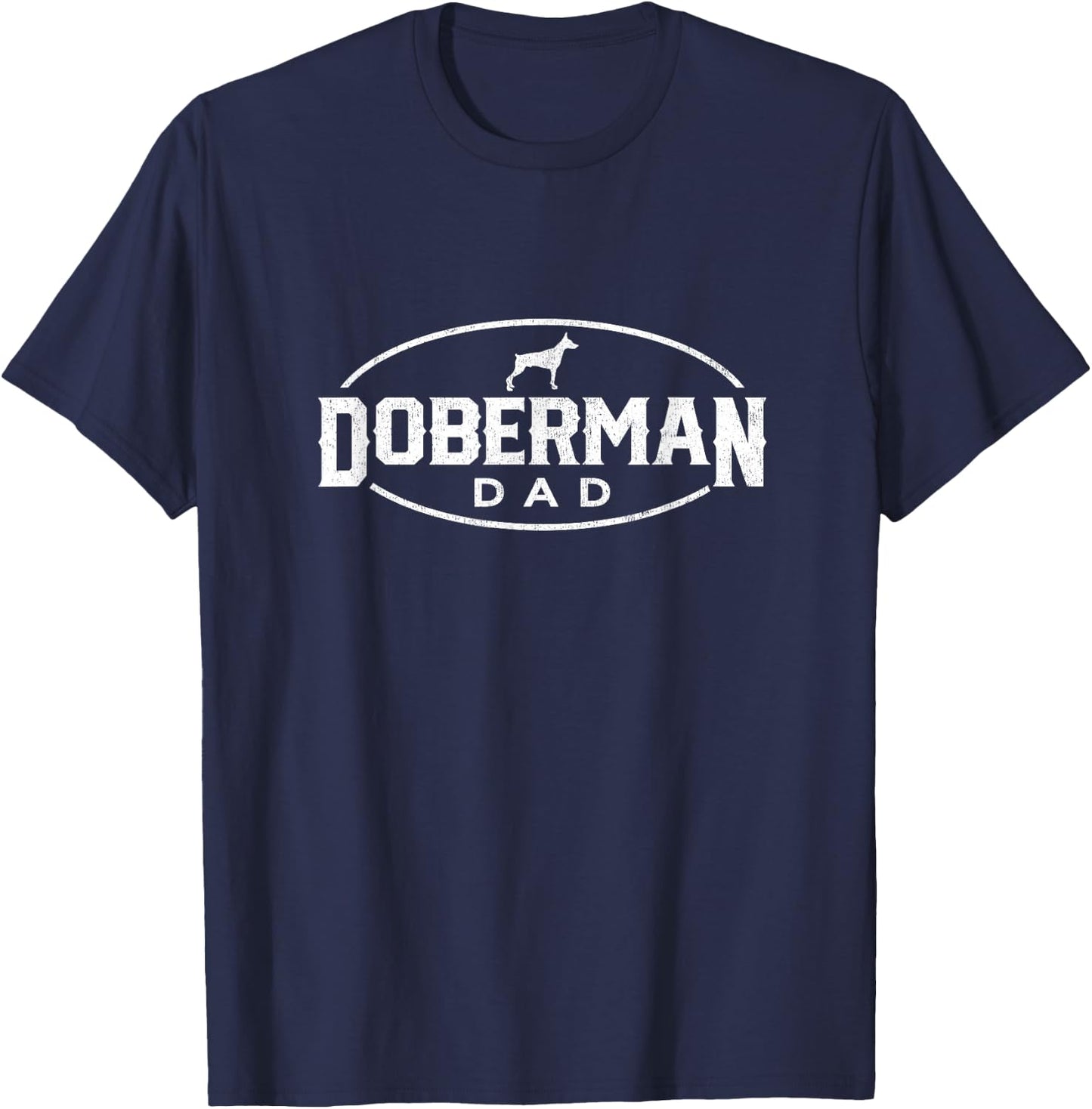 Doberman Pinscher Dog Dad Silhouette Fur Dog Papa Dog Lover T-Shirt - T-Shirt | Navy