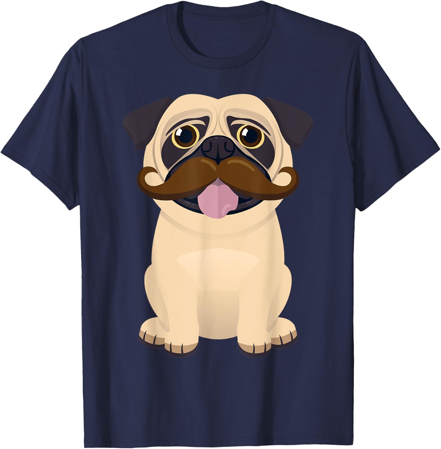Funny Christmas Xmas Pug Dog Mustache Kids Costume T-Shirt - T-Shirt | Navy