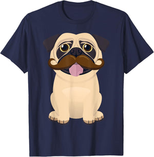 Funny Christmas Xmas Pug Dog Mustache Kids Costume T-Shirt - T-Shirt | Navy