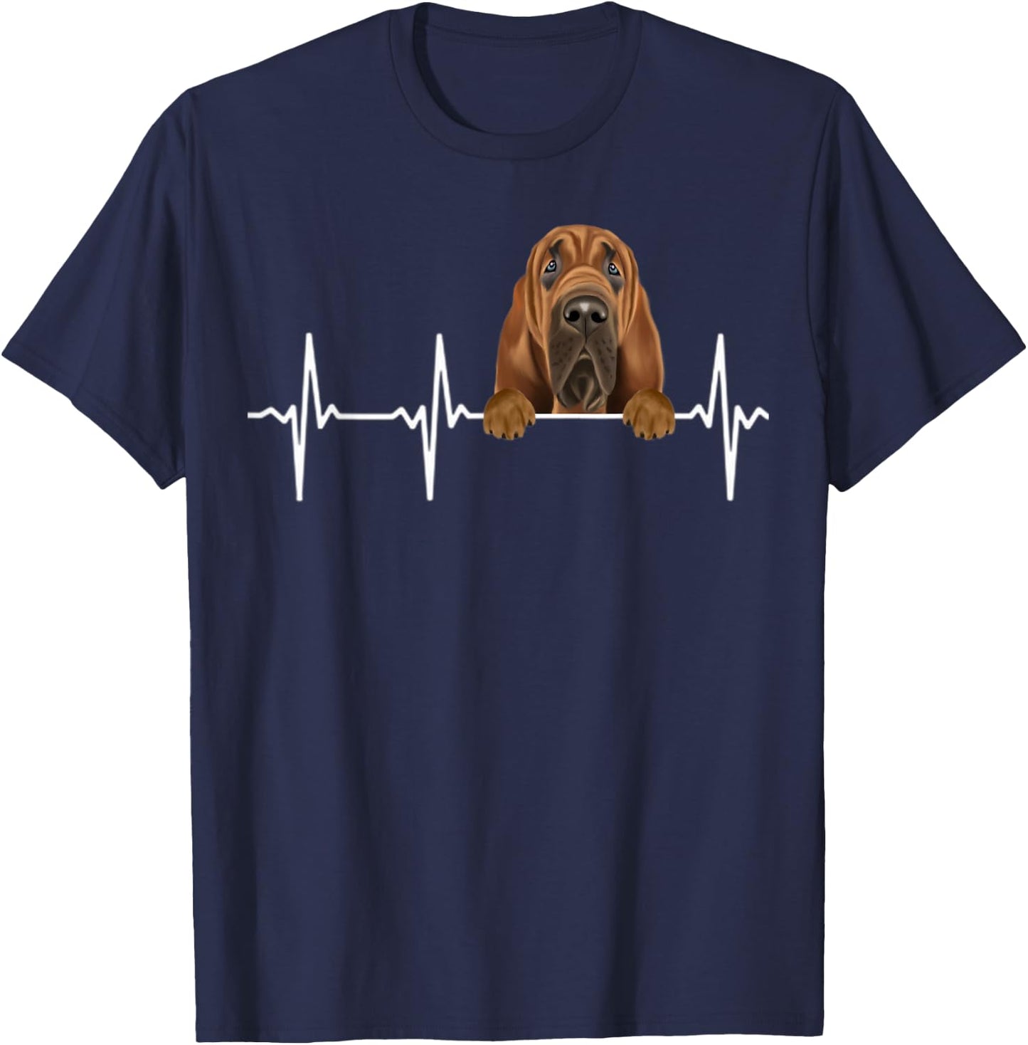 Funny Dog Heartbeat For Bloodhound Lovers Men Women Kids T-Shirt - T-Shirt | Navy