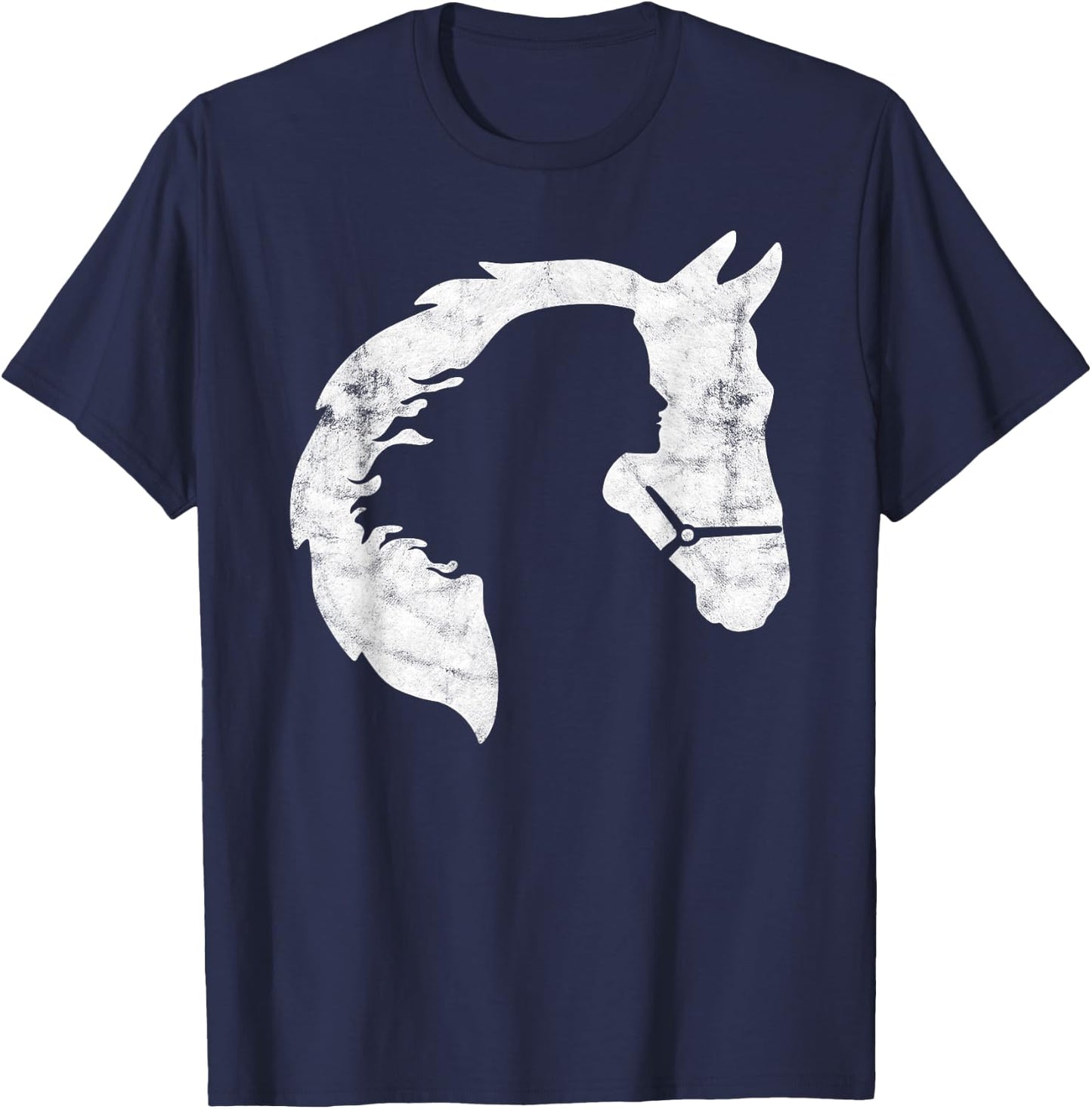 Retro Horse Young Woman With Horse Love Horse Silhouette T-Shirt - T-Shirt | Navy