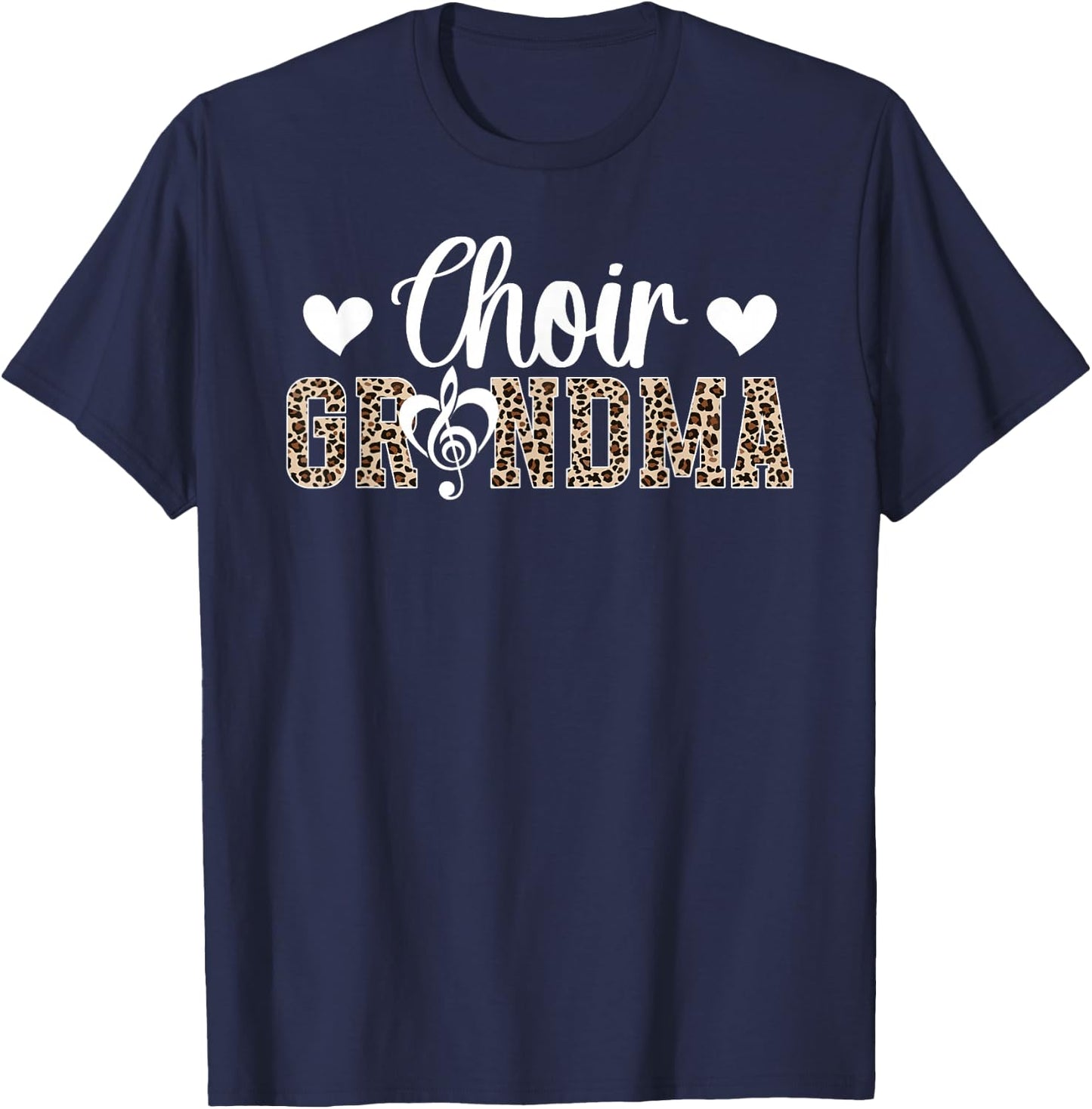 Choir Grandma Of A Choir Member Leopard Choir Grandmother T-Shirt - T-Shirt | Navy