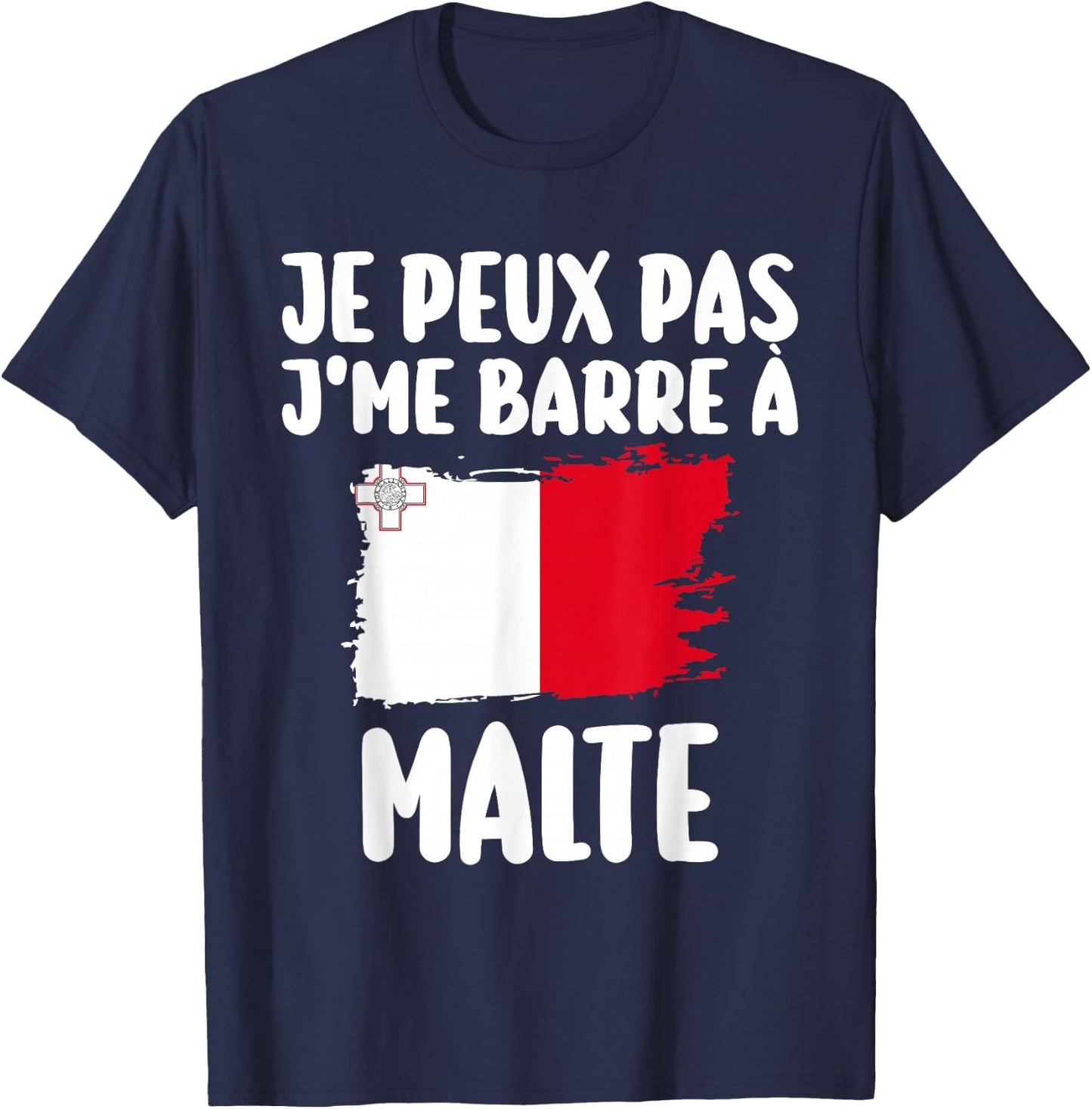 J'Peux Pas J'Me Barre à Malta Travel Gift , Black, S T-Shirt - T-Shirt | Navy