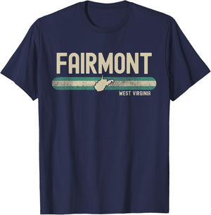 Fairmont WV | West Virginia | Travel & 80s Style T-Shirt - T-Shirt | Navy