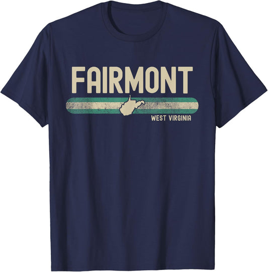 Fairmont WV | West Virginia | Travel & 80s Style T-Shirt - T-Shirt | Navy
