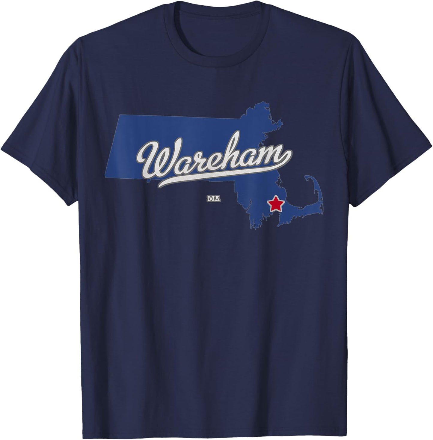 Wareham Massachusetts MA Map T-Shirt - T-Shirt | Navy
