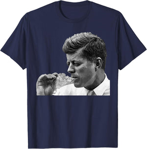 JFK John F Kennedy Cigar Smoking Smoker T-Shirt - T-Shirt | Navy