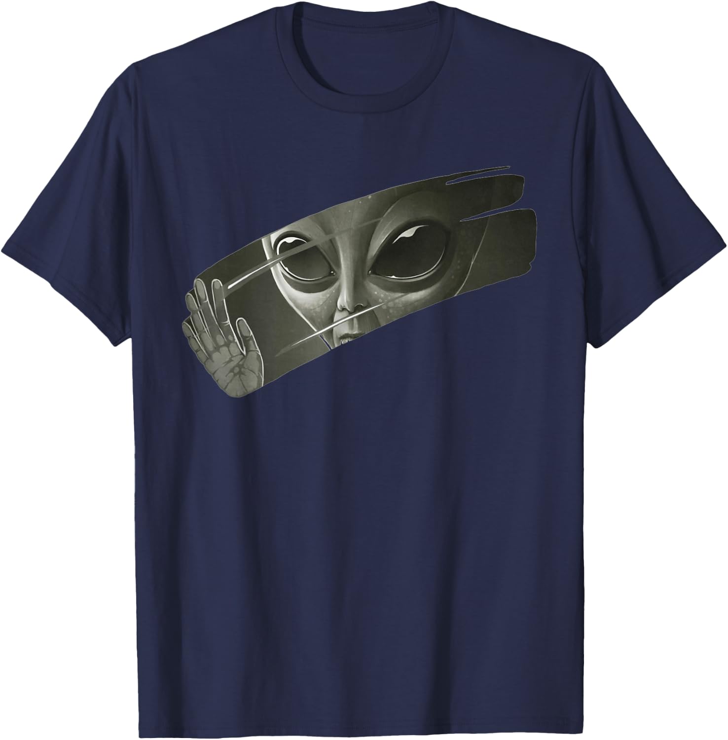 Aliens | Men's Women's Funny Graphic UFO Alien , black T-Shirt - T-Shirt | Navy