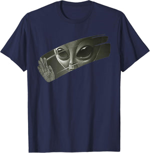 Aliens | Men's Women's Funny Graphic UFO Alien , black T-Shirt - T-Shirt | Navy