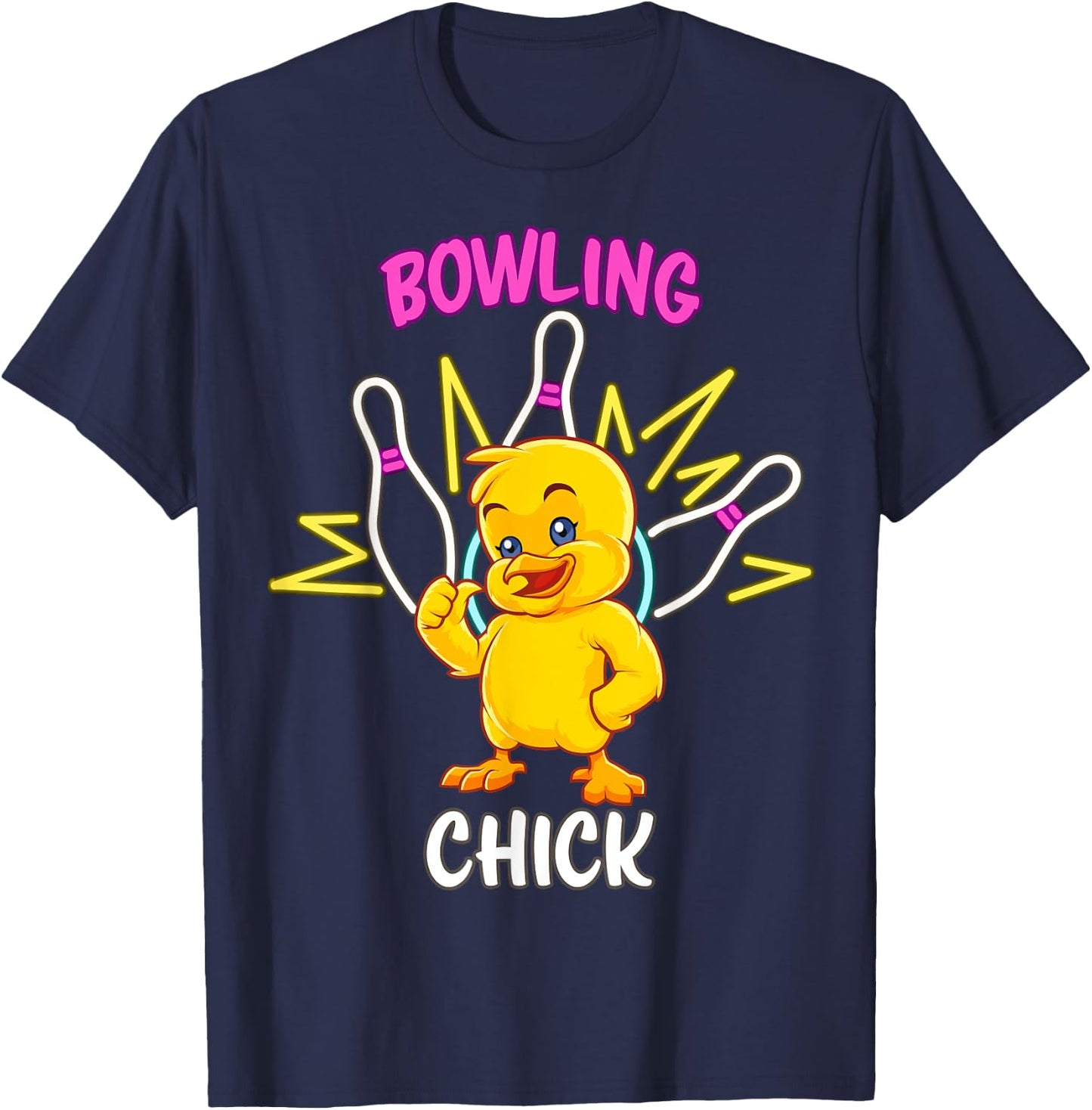 Bowling Chick Funny Chicken Sports Athlete T-Shirt - T-Shirt | Navy