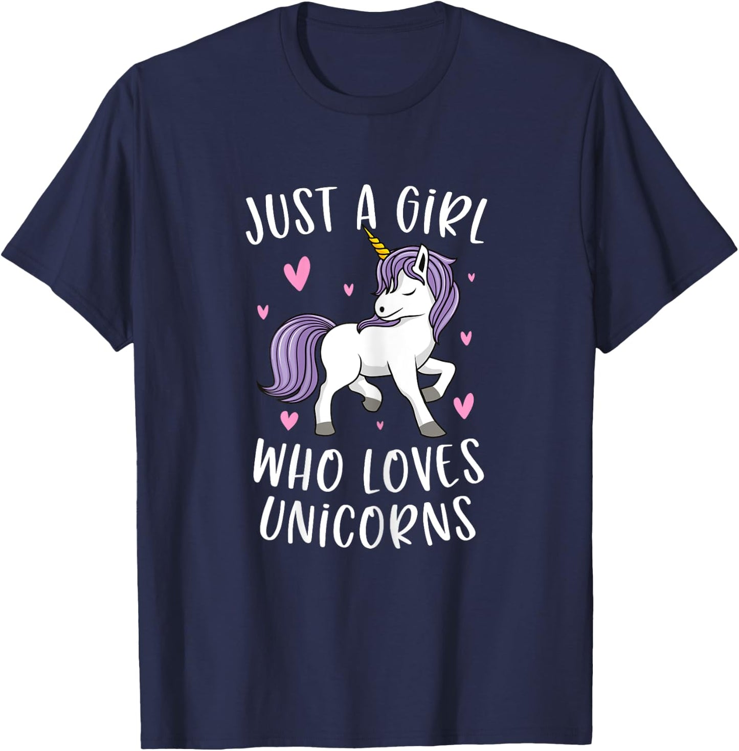 Just A Girl Who Loves Unicorns Funny Unicorn Gifts For Girls T-Shirt - T-Shirt | Navy