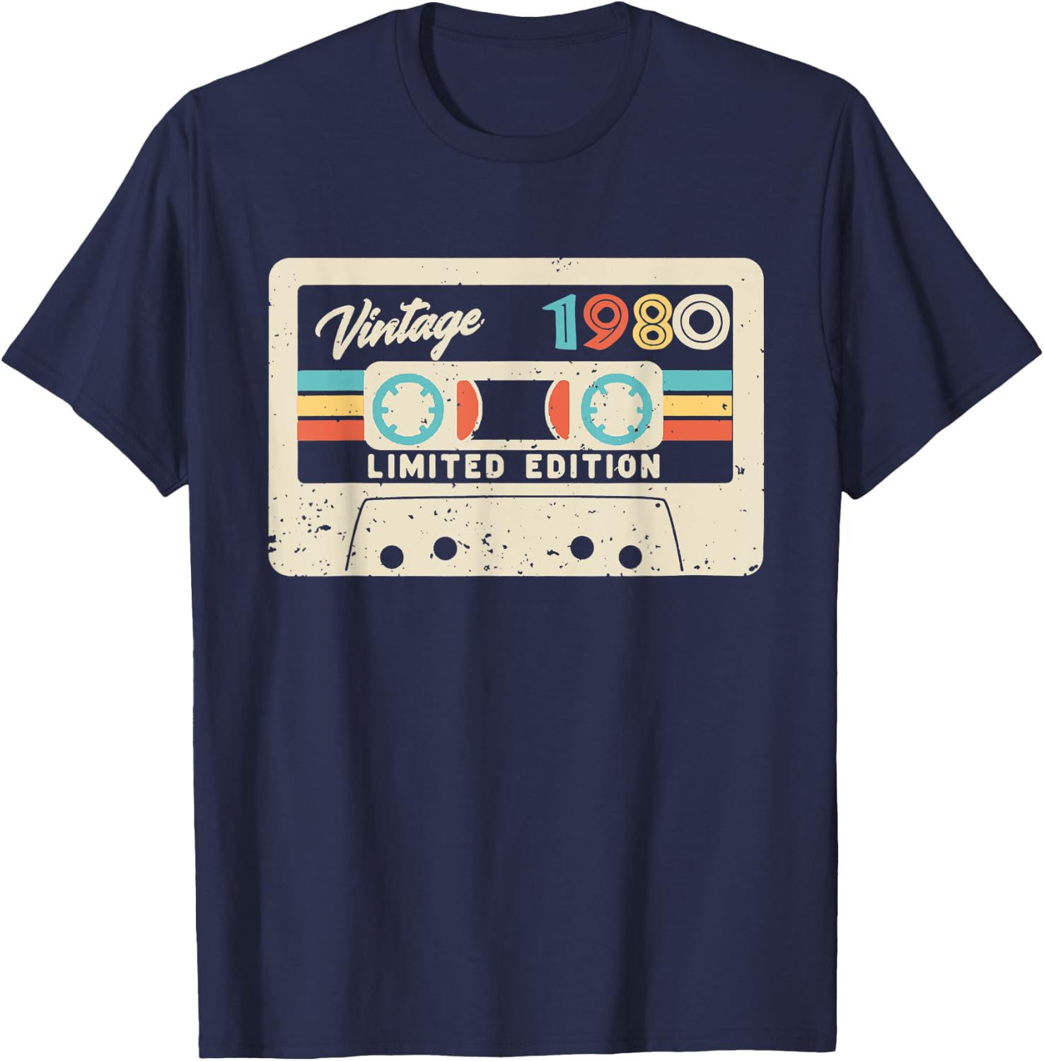 42nd Birthday Gift Vintage 1980 Limited Edition Cassette T-Shirt - T-Shirt | Navy