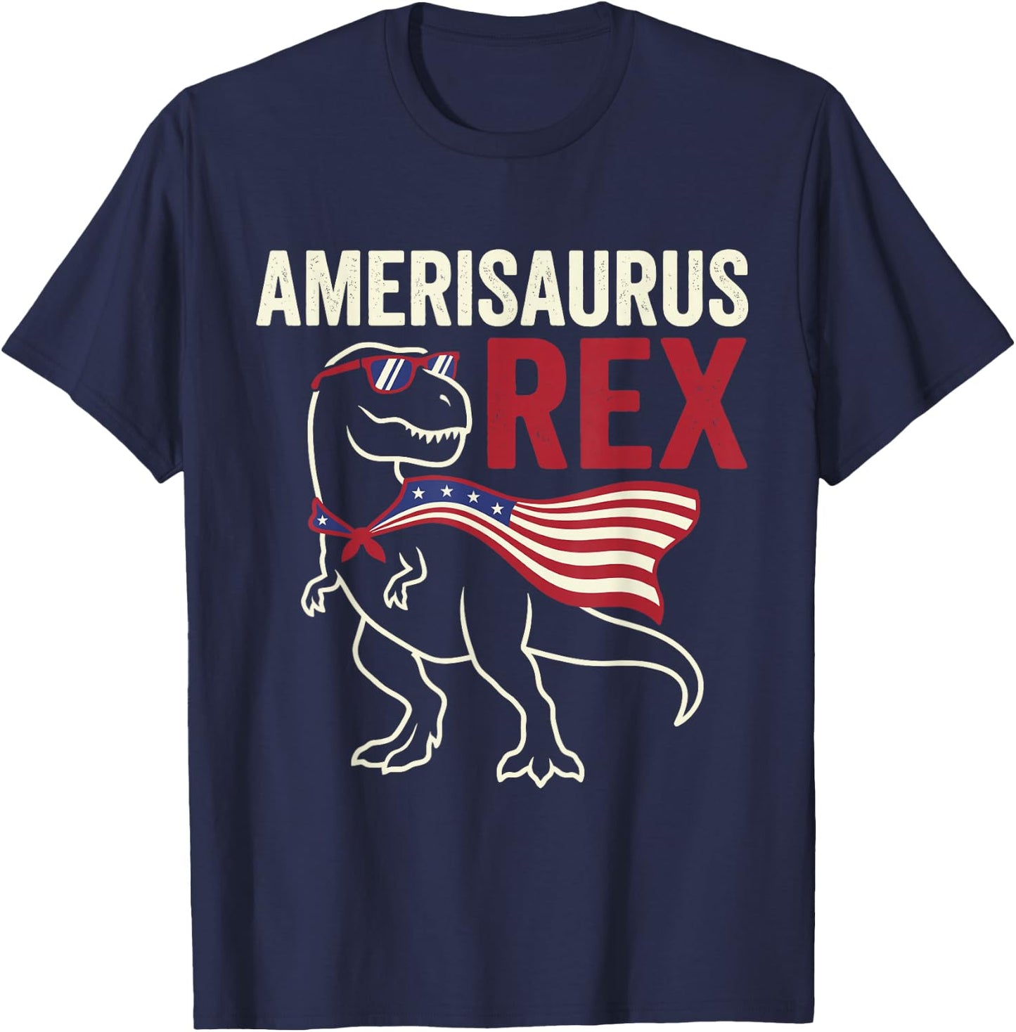Funny 4th of July Dinosaur Amerisaurus Rex Boys Kids Youth T-Shirt - T-Shirt | Navy