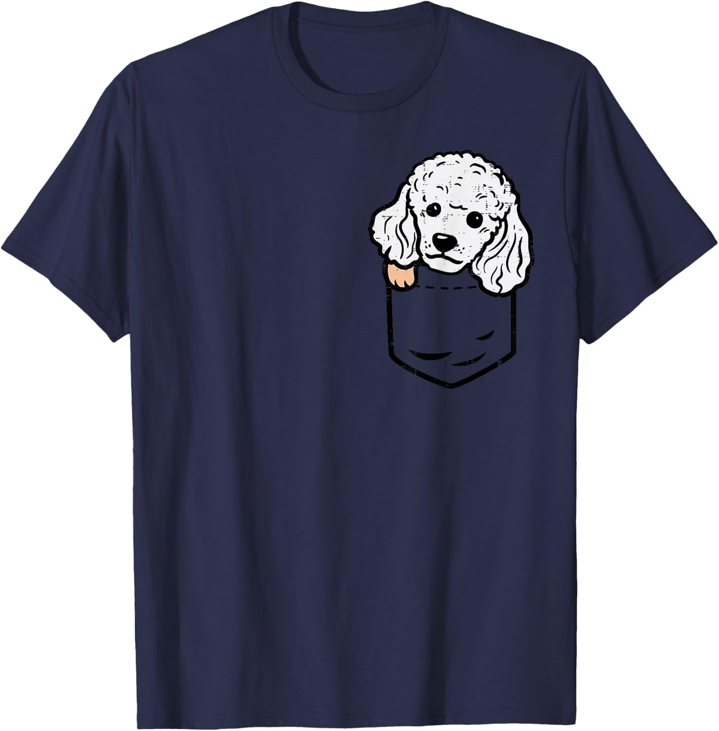 Pocket Mini Toy Poodle Cute Animal Pet Dog Lover Owner Gift T-Shirt - T-Shirt | Navy