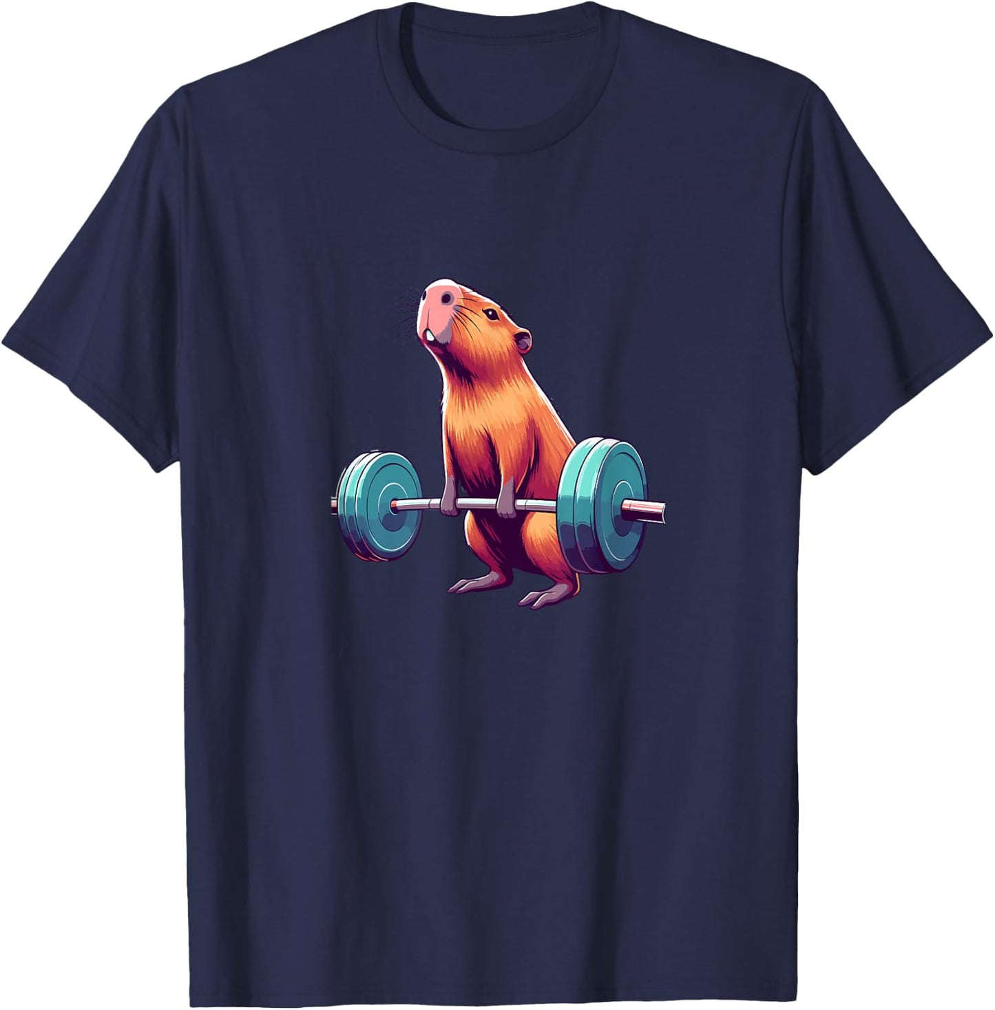Capybara Deadlift Weightlifting Funny Fitness Workout T-Shirt - T-Shirt | Navy