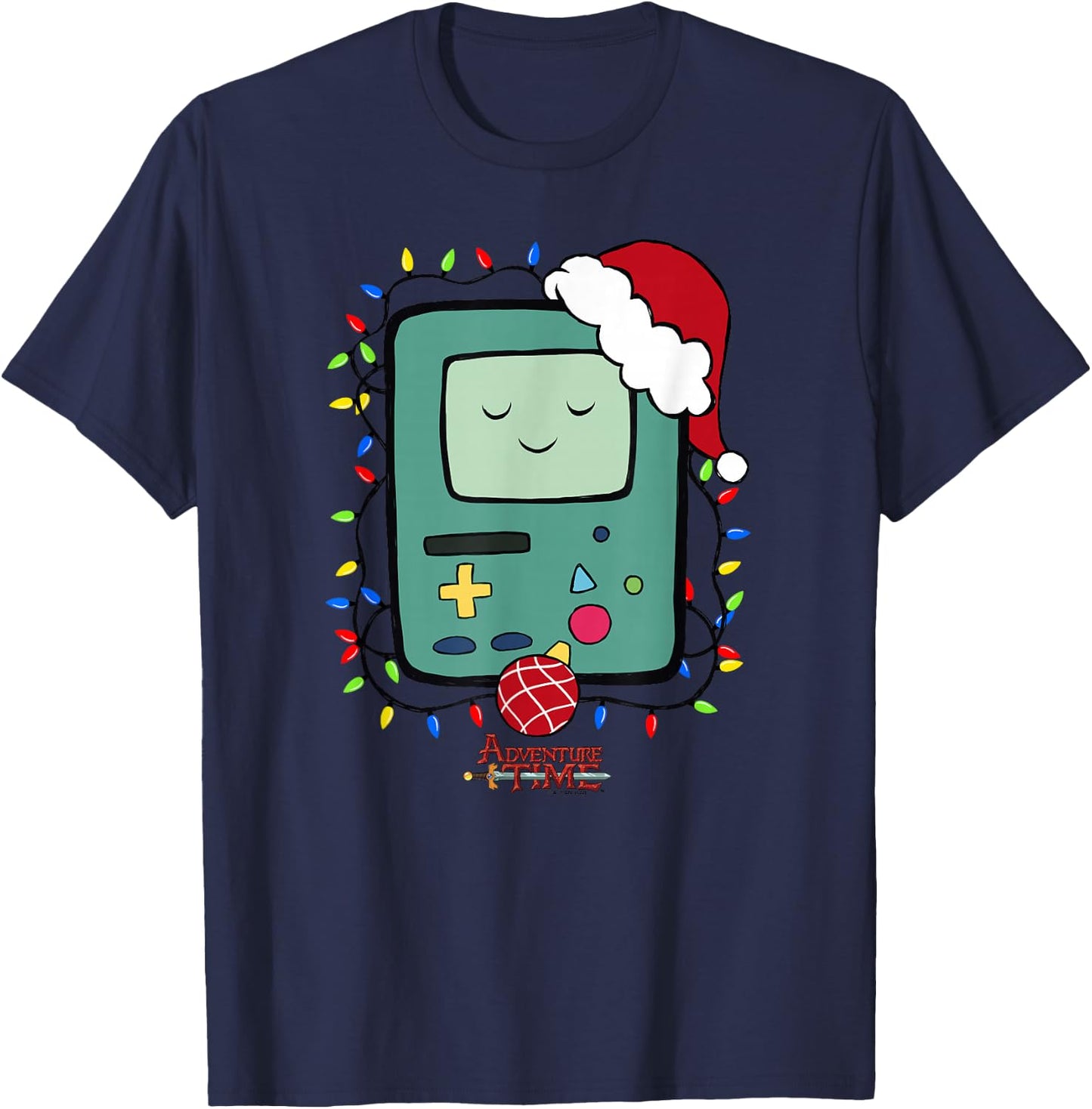 Adventure Time Christmas Light Up BMO T-Shirt - T-Shirt | Navy