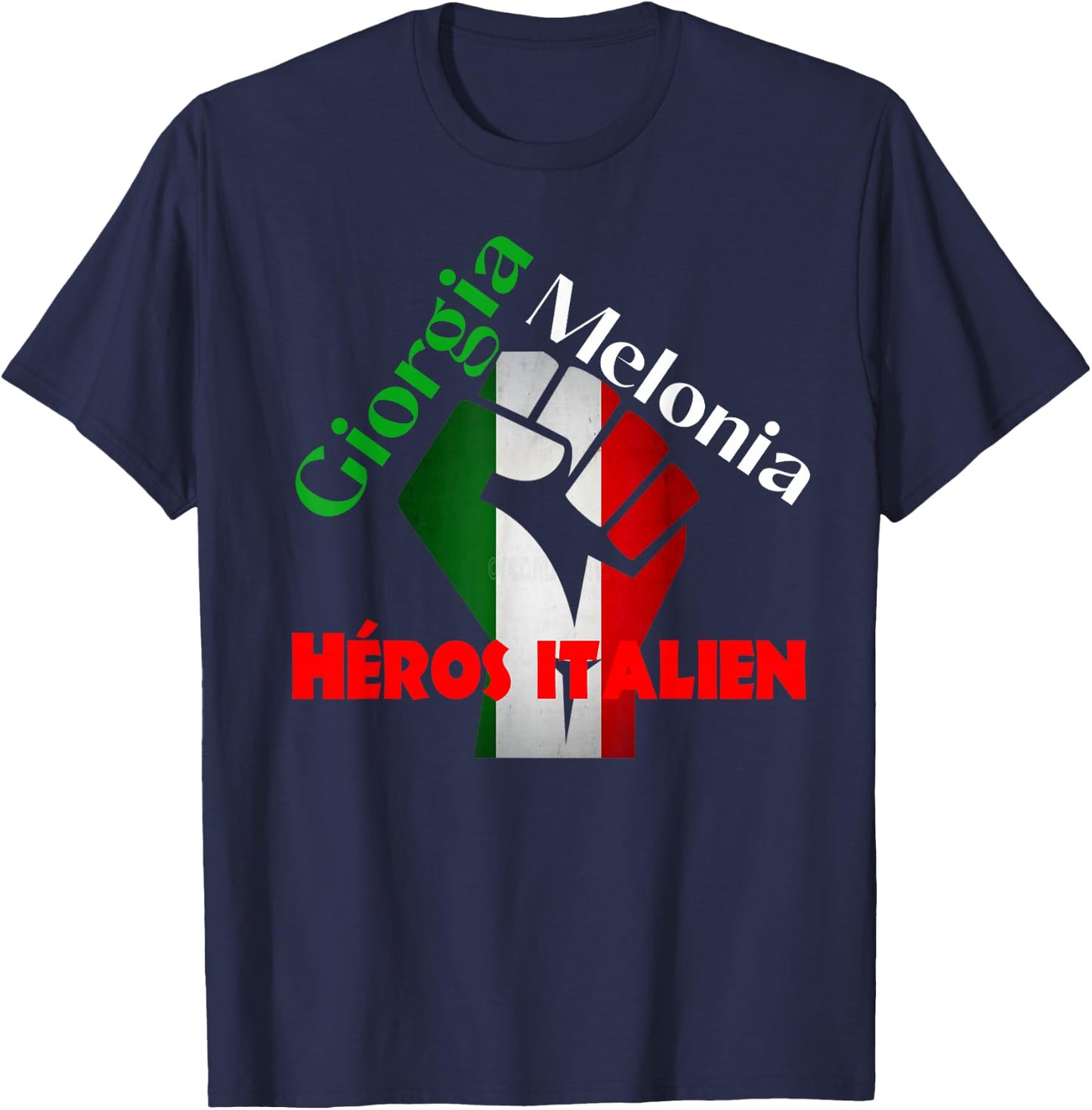 Georgia Meloni Italian Hero T-Shirt - T-Shirt | Navy