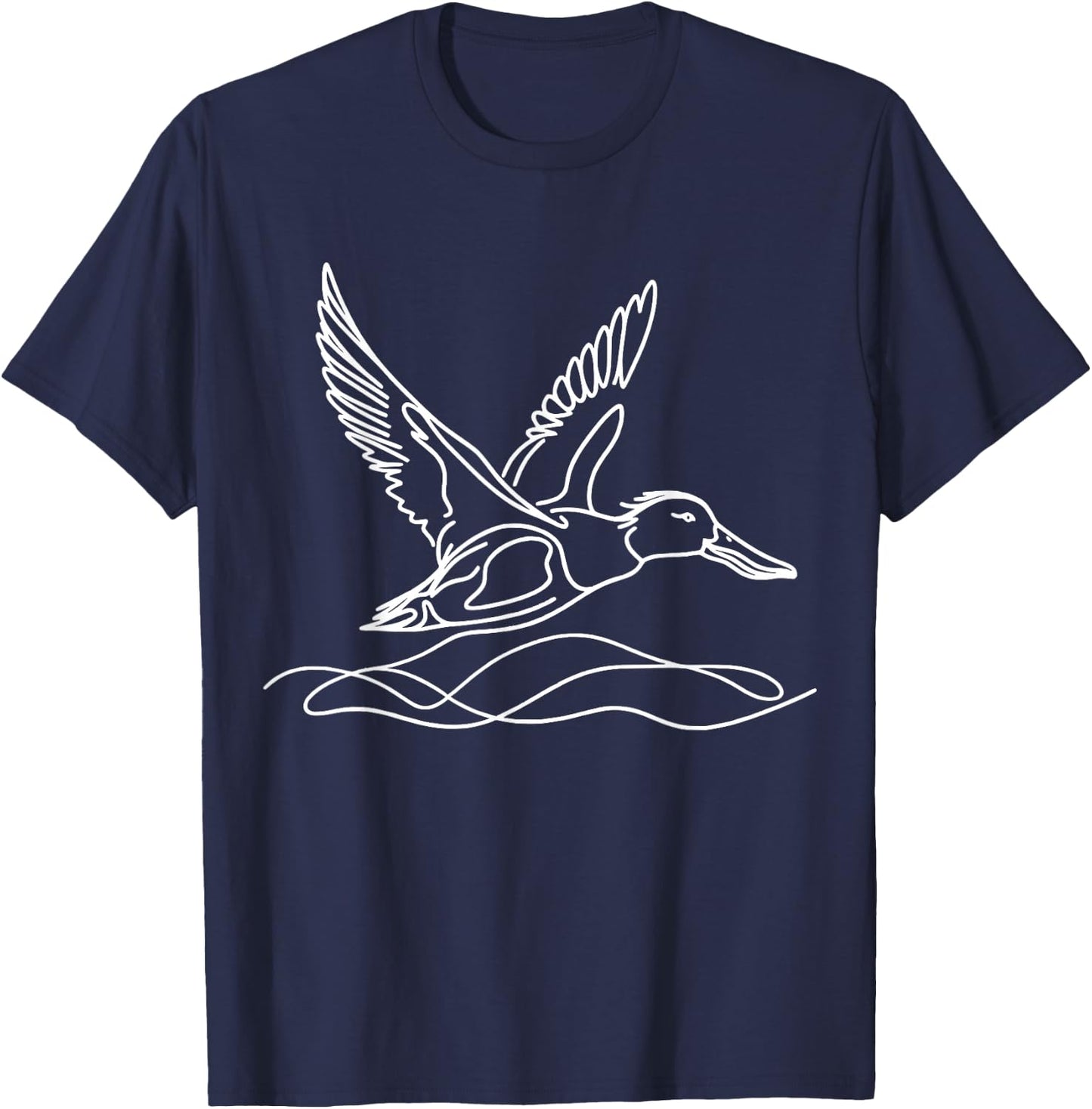 Northern Shoveler Duck Line Art Drawing T-Shirt - T-Shirt | Navy