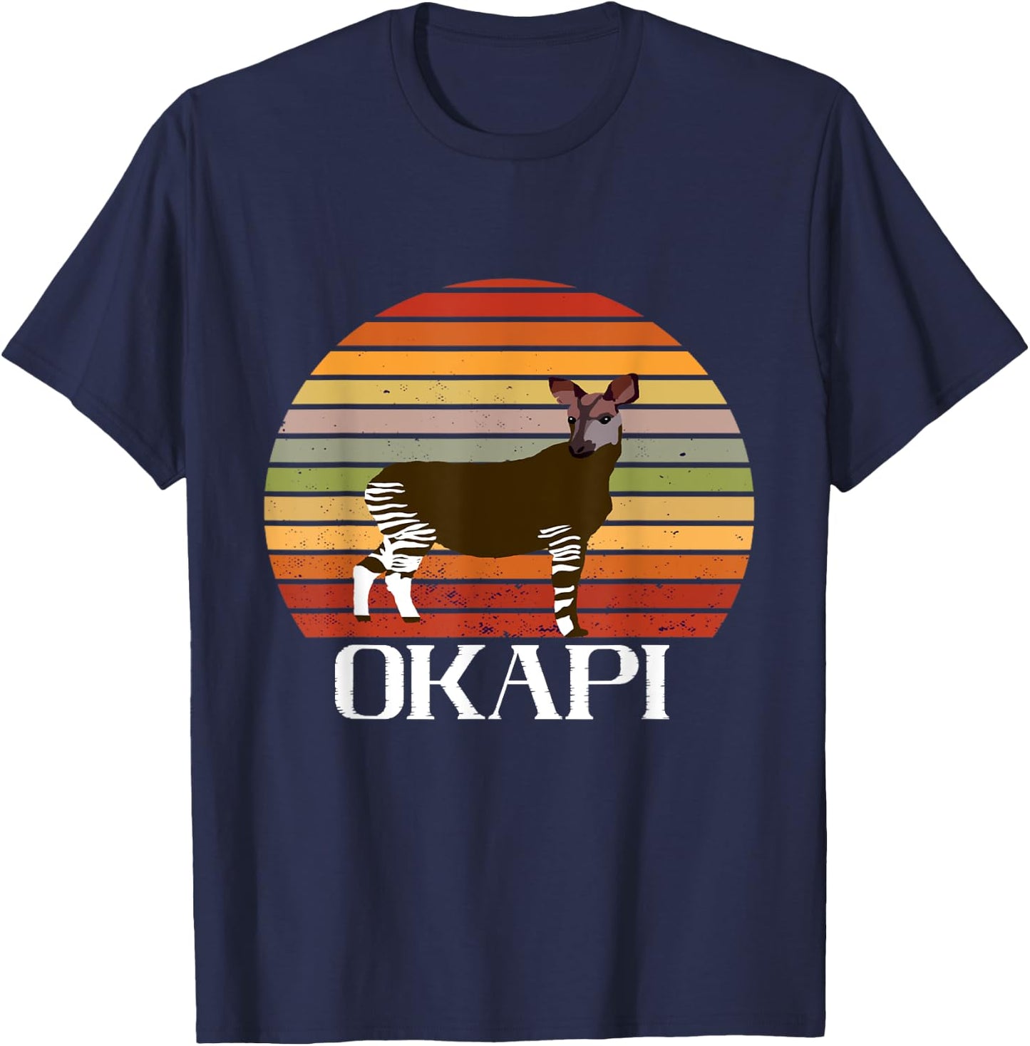 Retro Funny Okapi Vintage Forest Giraffe Okapi Lover Okapi T-Shirt - T-Shirt | Navy