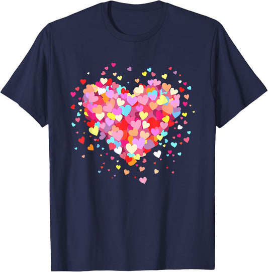 Heart Design Colourful Confetti Hearts Valentine's Day , black T-Shirt - T-Shirt | Navy