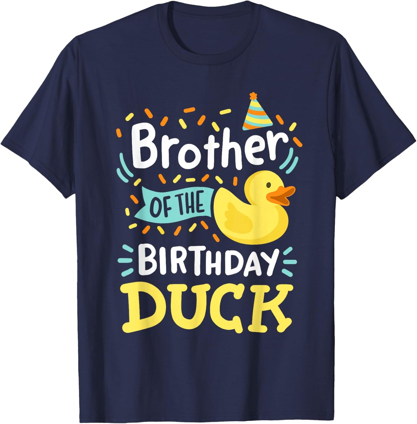 Kids Birthday Duck Crew Gear Brother Of The Birthday Duck Boy Rubber Duck Bday Family T-Shirt - T-Shirt | Navy