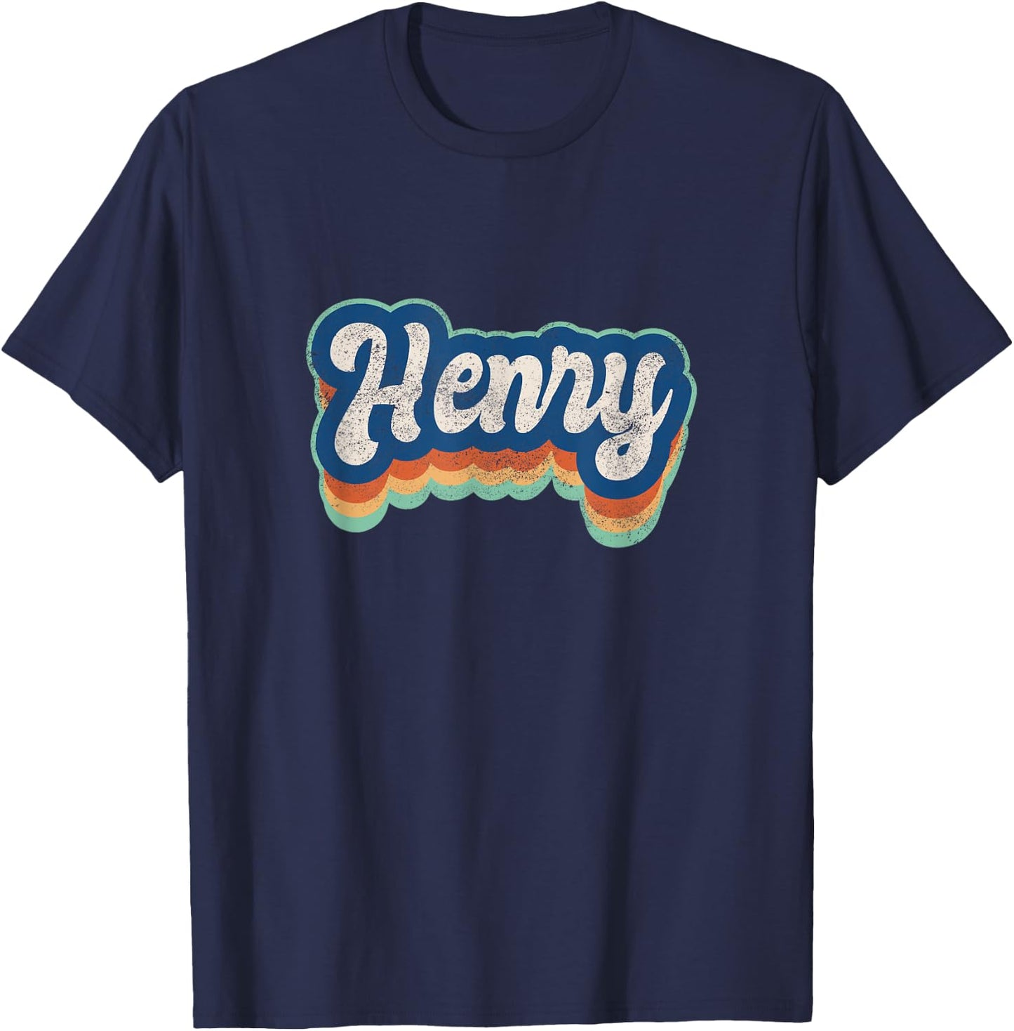 Henry First Name Boy Vintage Style 70s 80s Personalized T-Shirt - T-Shirt | Navy