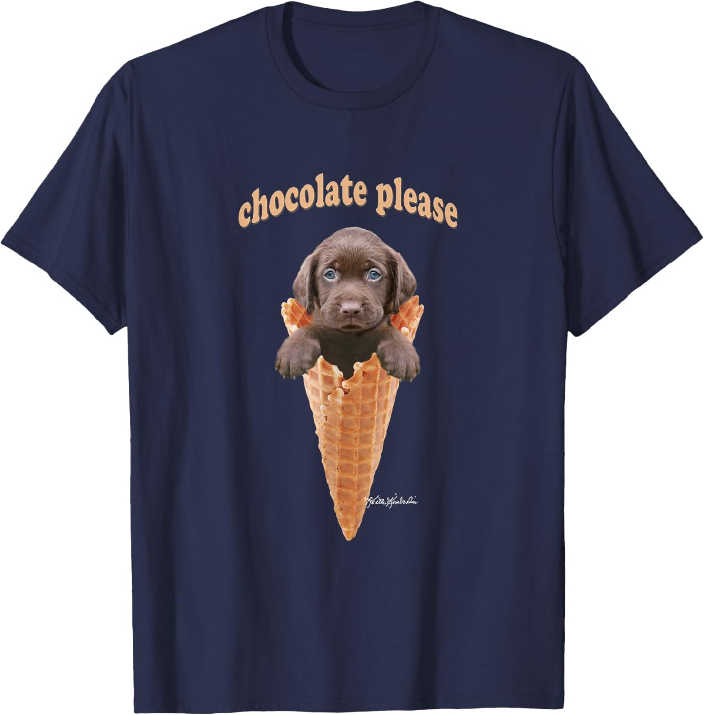 Chocolate Lab Puppy Ice Cream Cone Cute Dog Men Women Girls Kids T-Shirt - T-Shirt | Navy