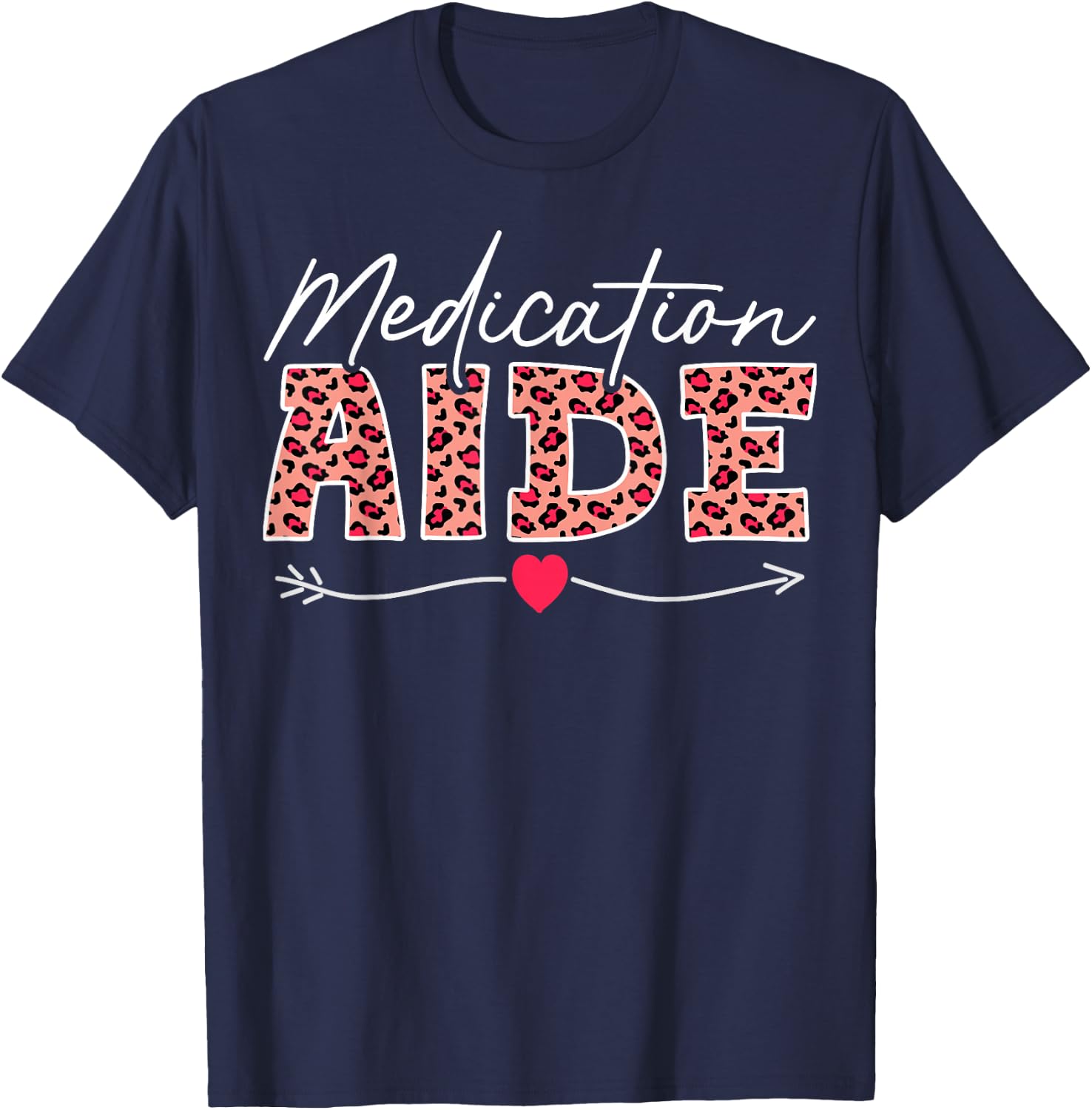 Medication Aide Leopard T-Shirt - T-Shirt | Navy