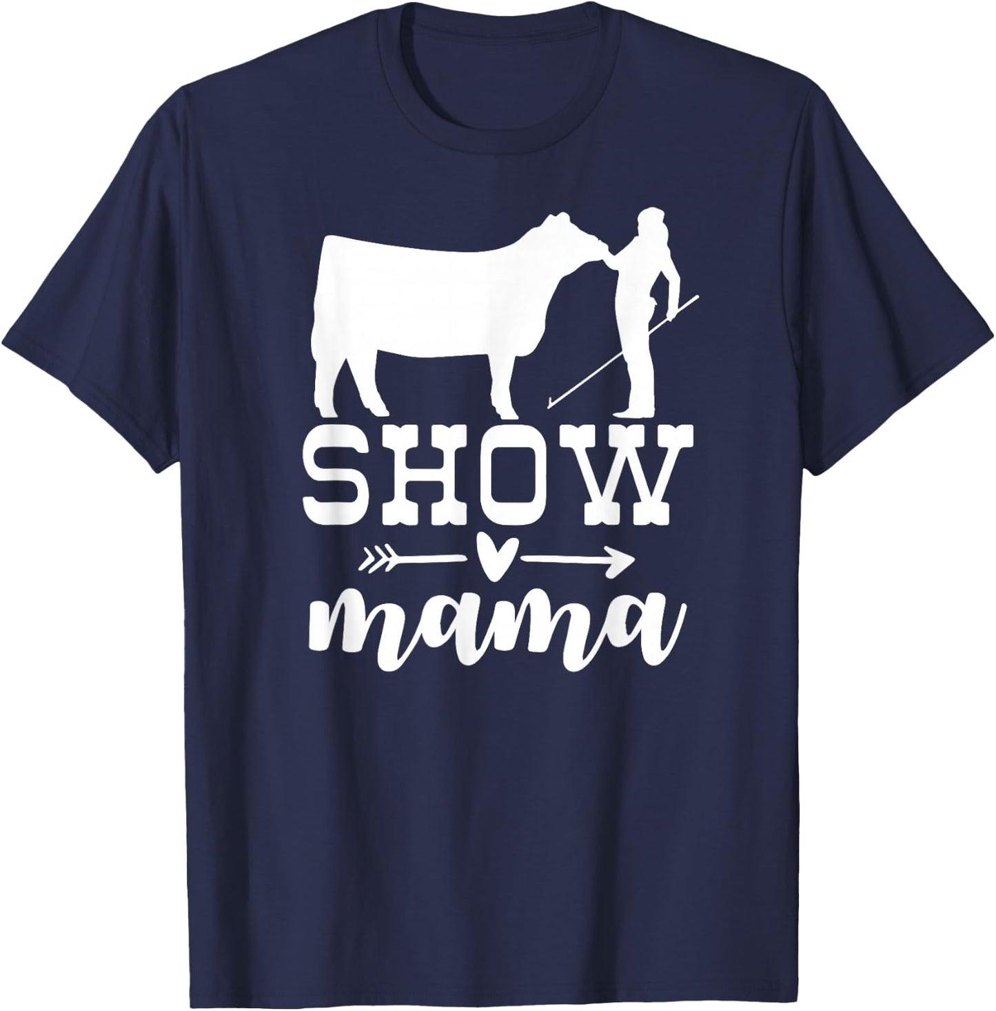 Show Cattle Life Show Cow Mom, Beef Mom - Women's Black Small Regular Fit Cotton Polyester Novelty T-Shirt - T-Shirt | Navy
