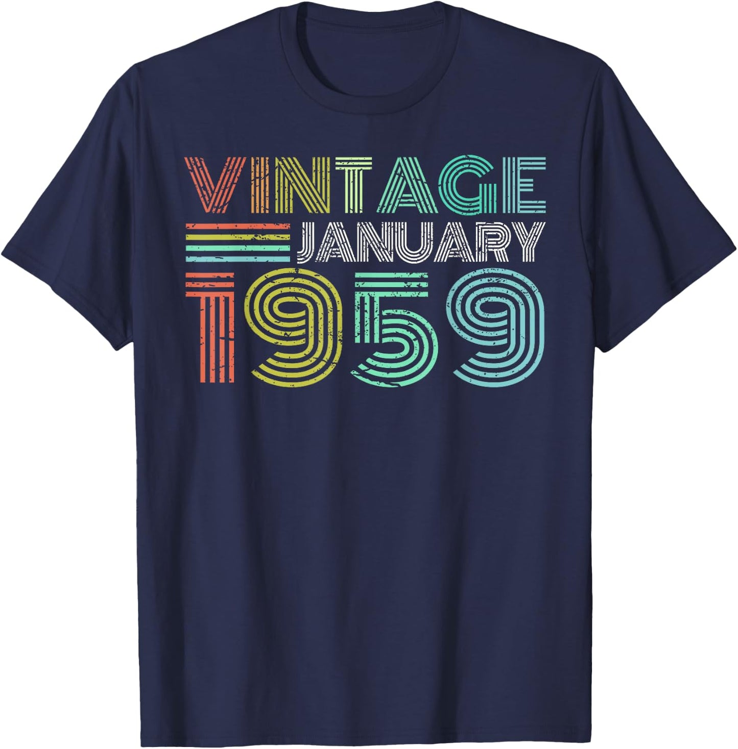 Vintage January 1959 Retro Born in January 1959 T-Shirt - T-Shirt | Navy