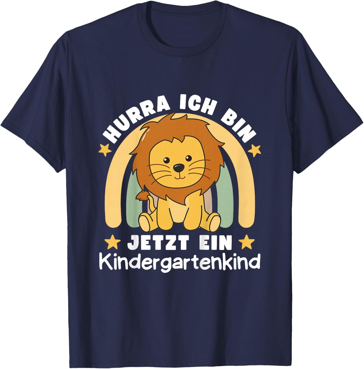 Children's with German Text "Hurra Ich Bin Jetzt Ein Kindergartenkind Löwe", black T-Shirt - T-Shirt | Navy