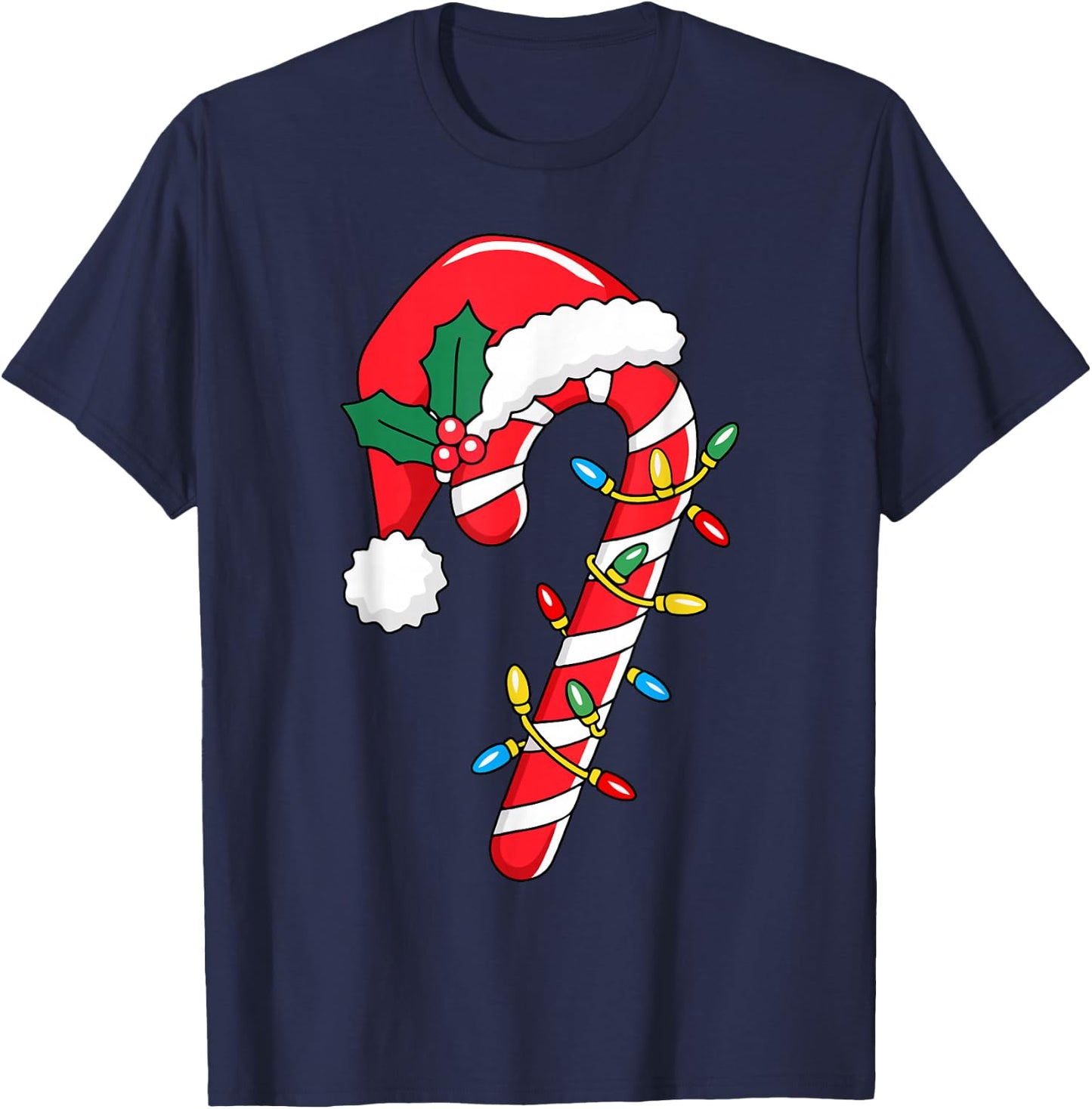 Christmas Candy Cane Santa Xmas Kids Toddler Youth Women Men T-Shirt - T-Shirt | Navy