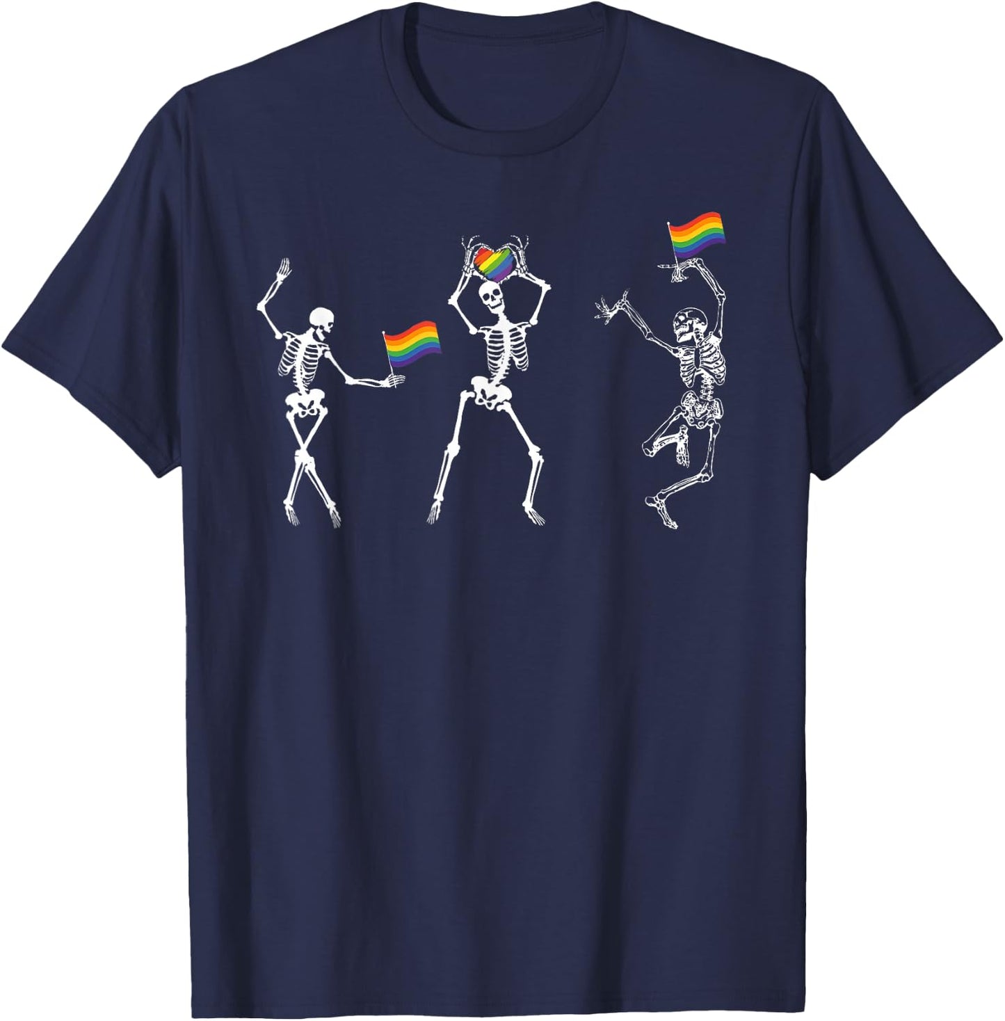 Skeleton Dance LGBT Lesbian Gay Bisexual Trans Pride Rainbow T-Shirt - T-Shirt | Navy