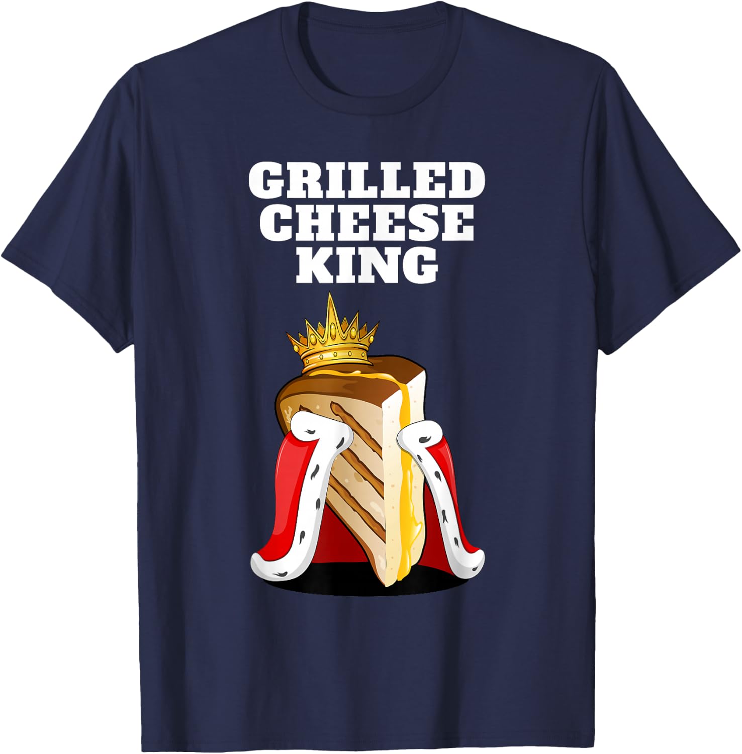 Grilled Cheese Shirts | Grilled Cheese King - Black, Small T-Shirt - T-Shirt | Navy