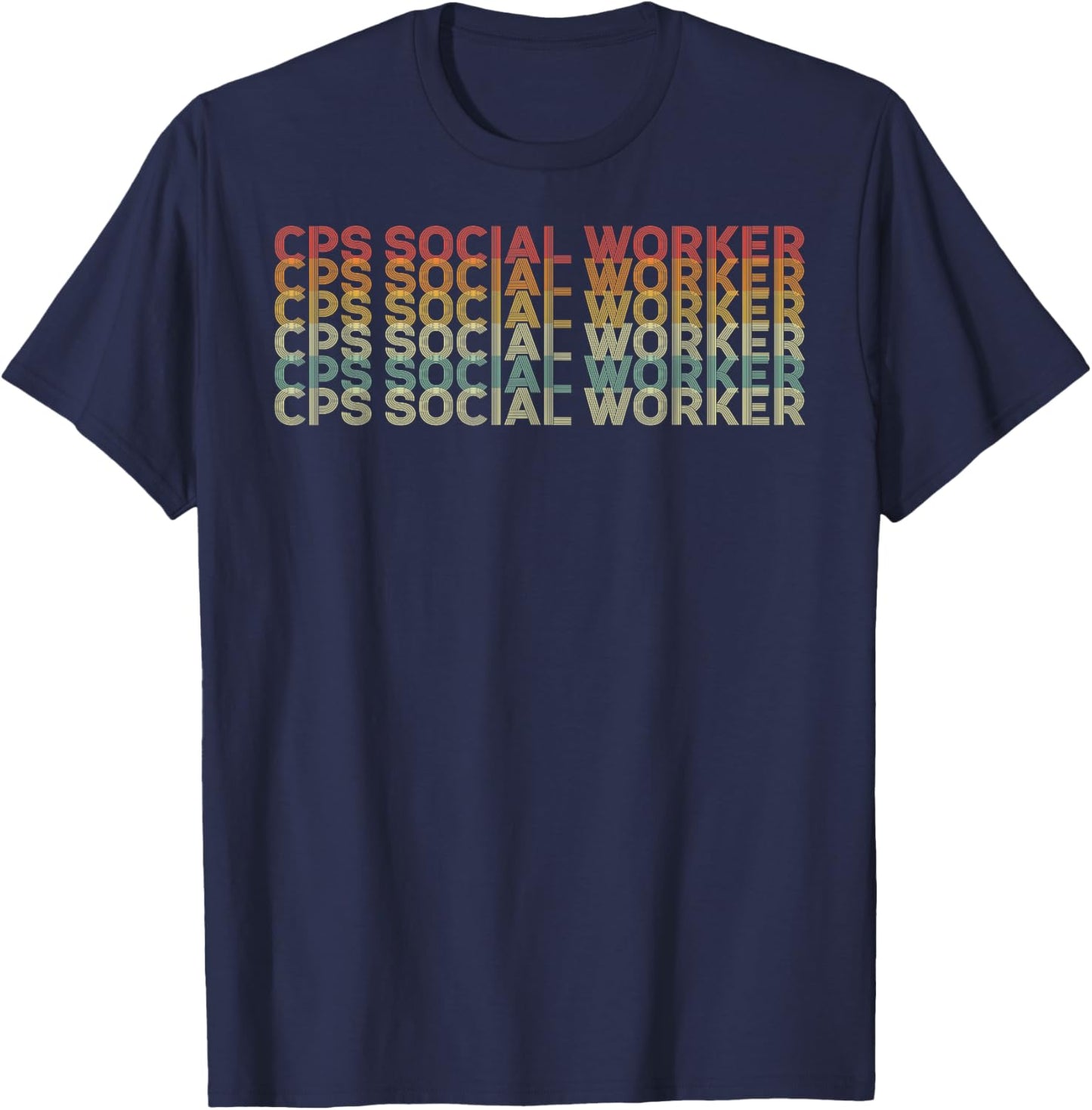 Retro 70s Cps Social Worker Job Title T-Shirt - T-Shirt | Navy