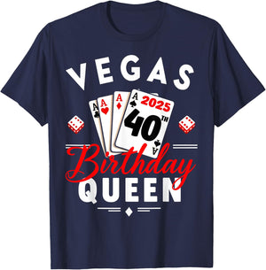 Las Vegas Girls Trip 2025 Vegas Queen 40th Birthday Squad T-Shirt - T-Shirt | Navy