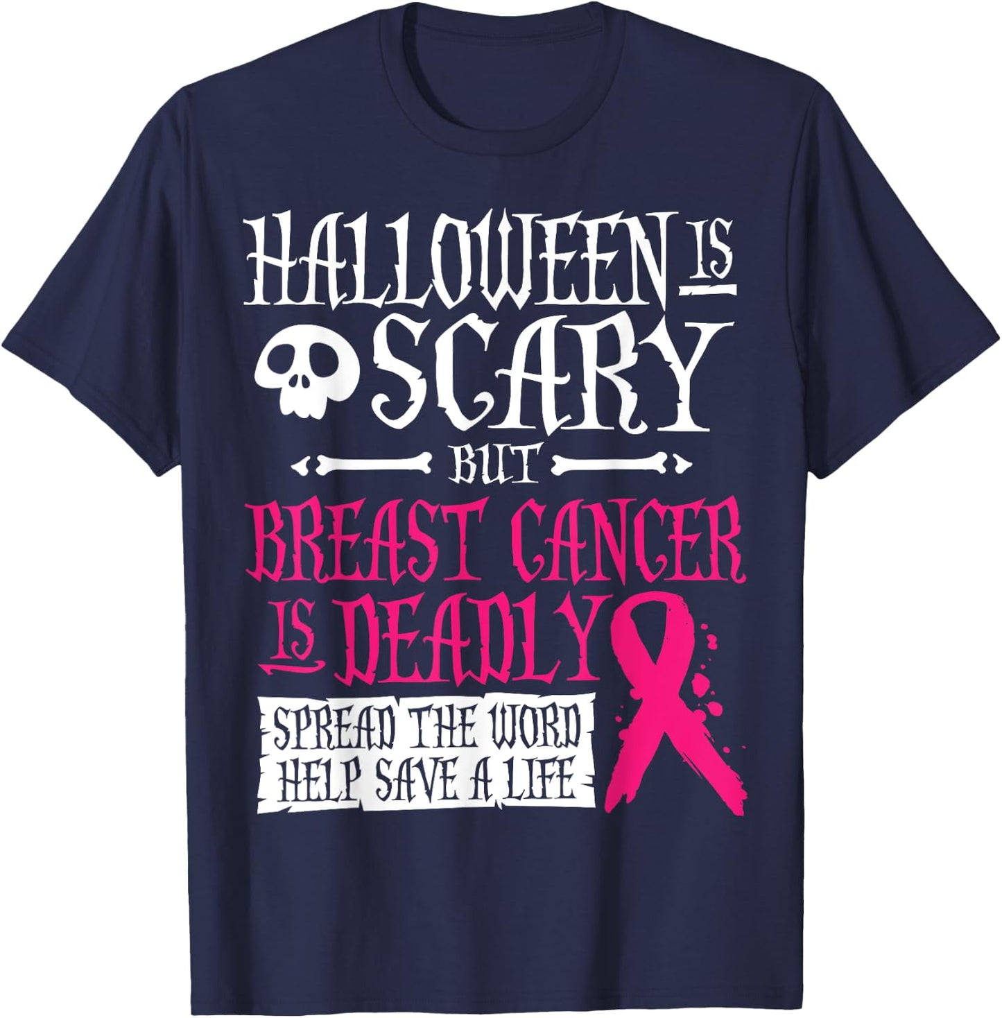 Halloween Costume Breast Cancer Awareness T-Shirt - T-Shirt | Navy