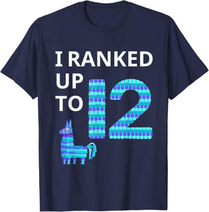 I Ranked Up To 12 Birthday Video Game Llama Piñata Birthday T-Shirt - T-Shirt | Navy