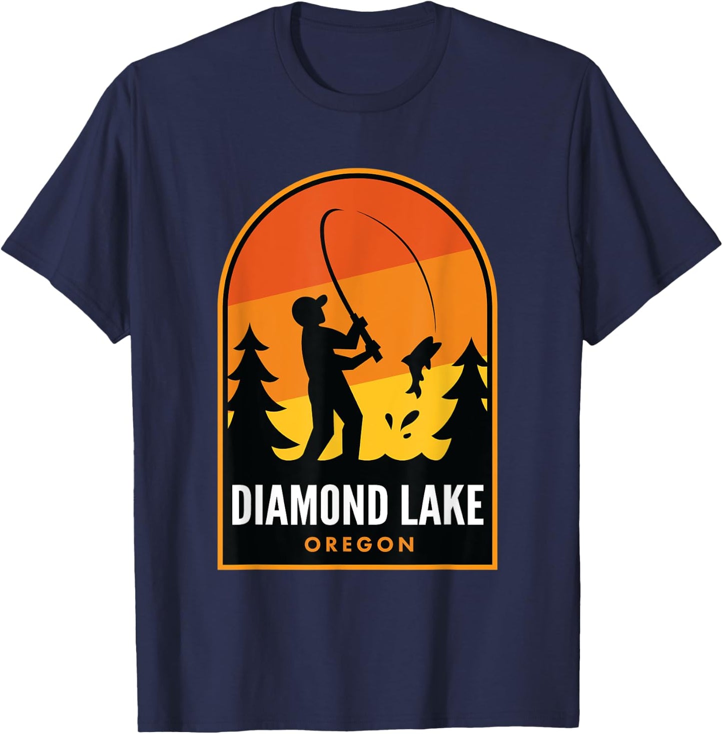 Diamond Lake Oregon Fishing T-Shirt - T-Shirt | Navy
