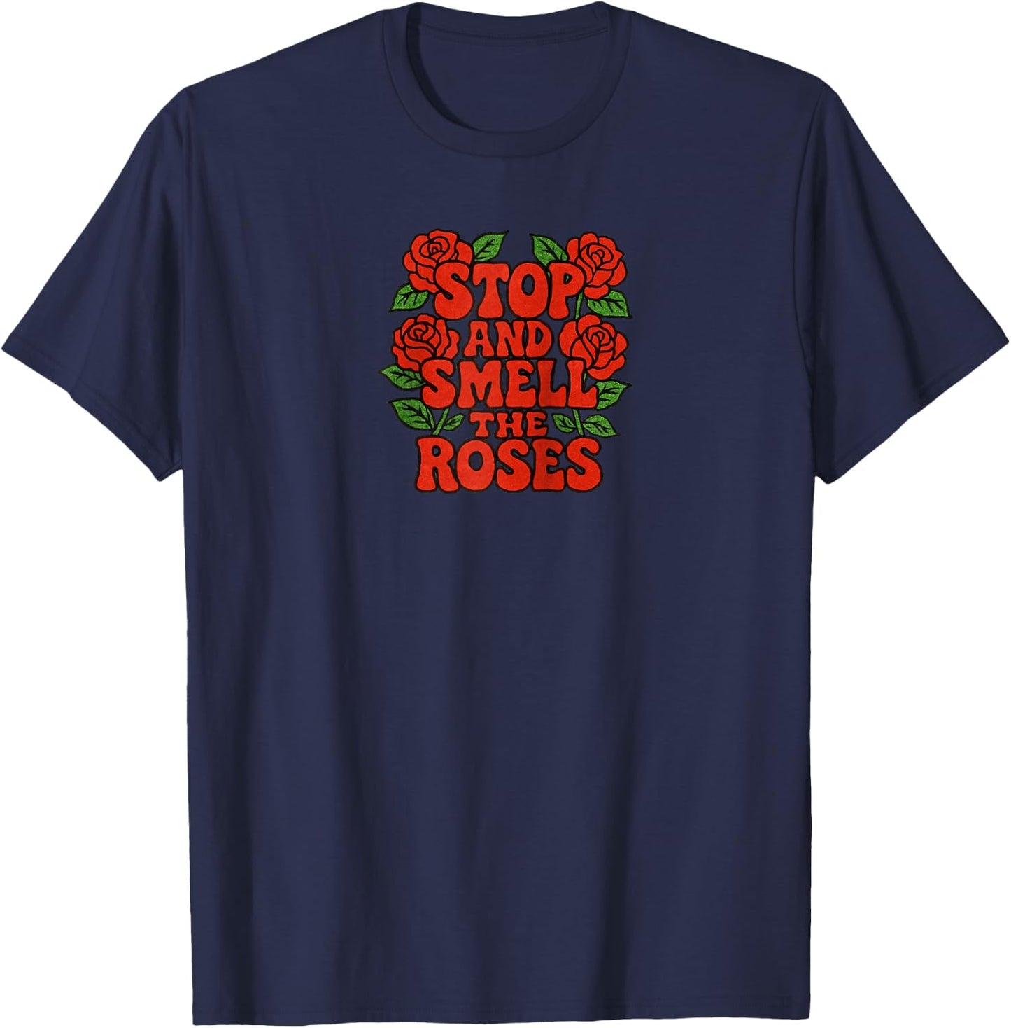 Stop and Smell The Roses Floral Mindful Life Design Raglan Baseball T-Shirt - T-Shirt | Navy